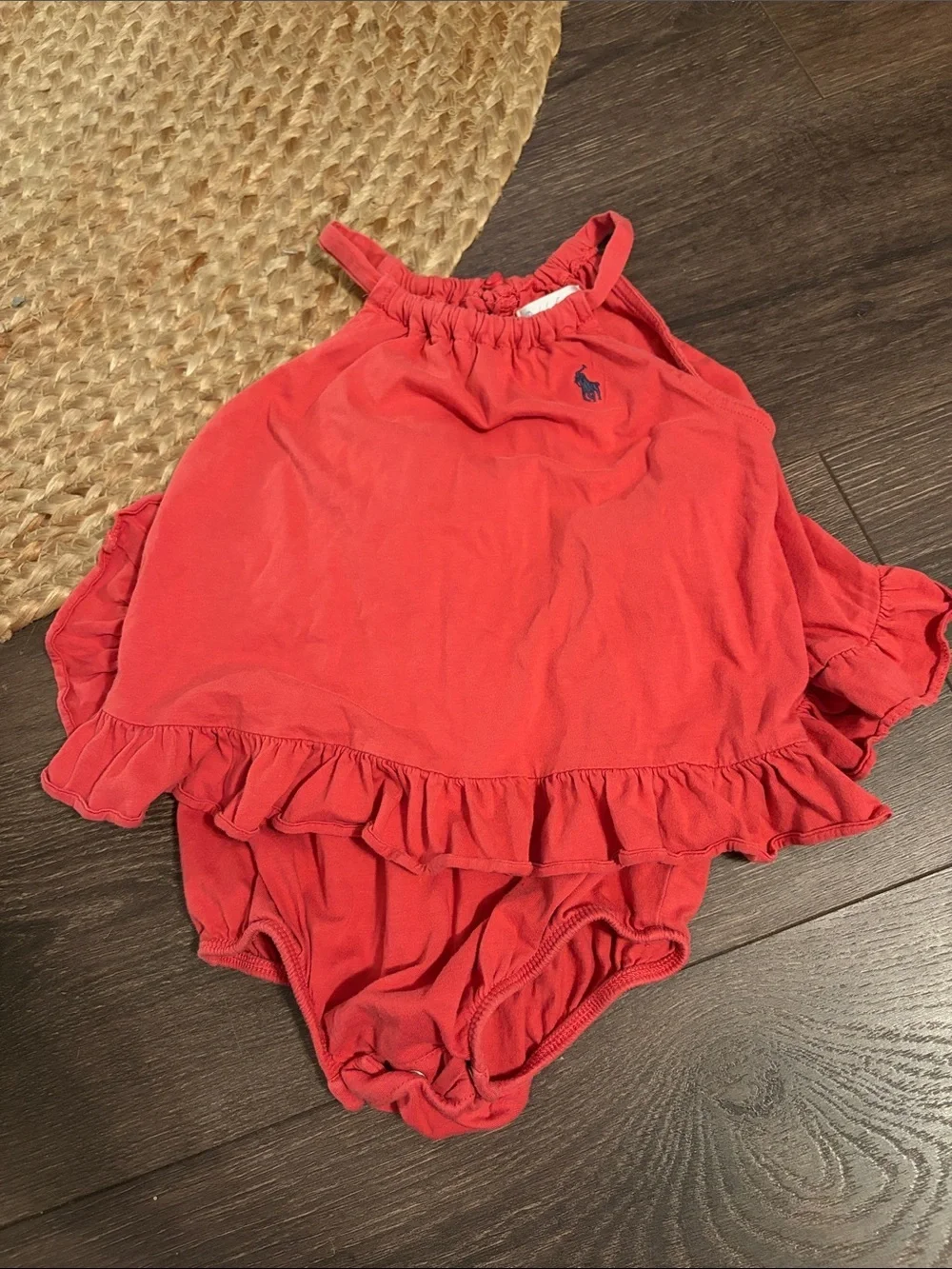 Ralph Lauren Coral Halter Ruffle Baby One-Piece